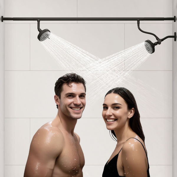 Tandem Shower by NTPN - U.S. Local Express, 3-5 Days Delivery Time - High Pressure Dual Shower Head for Couples with 3 Spray Settings